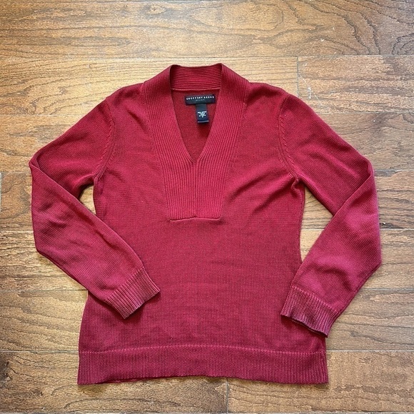 GEOFFREY Beene Sport Maroon Burgundy V-neck Sweater - Picture 1 of 10
